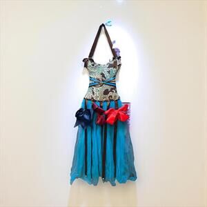 Bow Holder Organizer Handmade Dress with Ribbons to Hang Bows 47" tall